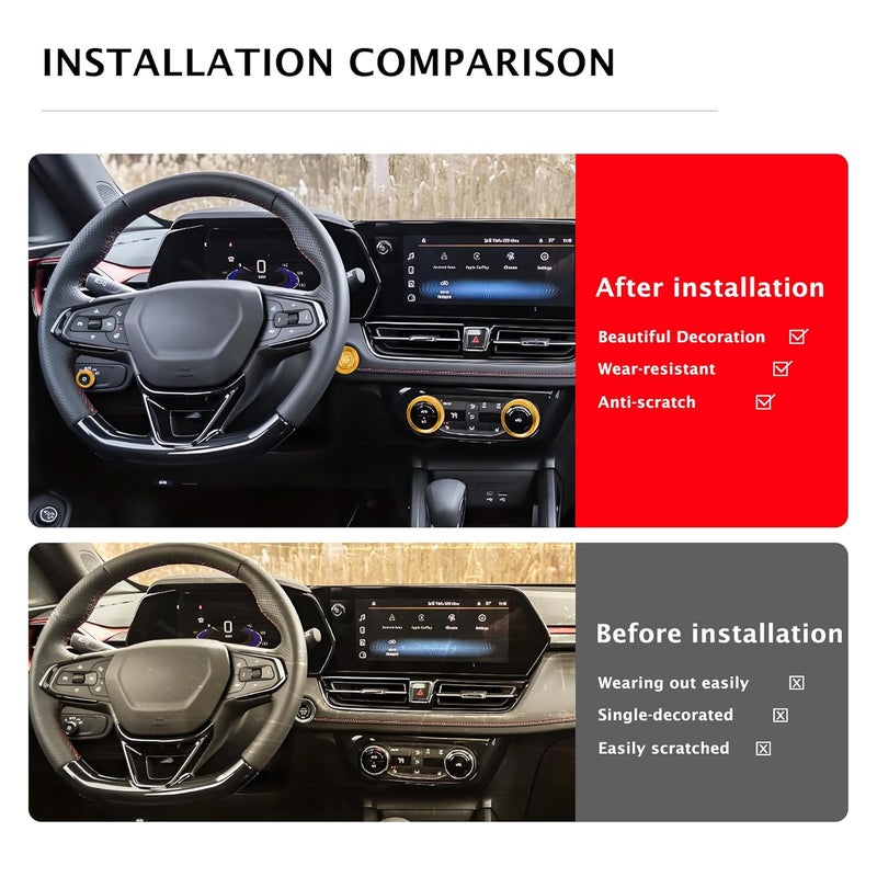 Polodunn for 2020-2025 2026 Chevrolet Trailblazer Accessories & 2024-2025 2026 Chevy Trax Accessories, 5pcs Aluminum Alloy Knob Covers Trim Set - Air Conditioning, Headlight & Push Start (Gold) - Image 5